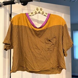We The Free Mustard and Purple Striped Crop Top
